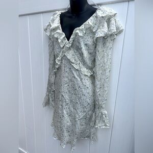 Free People Womens‎ Sweetest Thing Floral Ruffle Mini Dress White Size 12